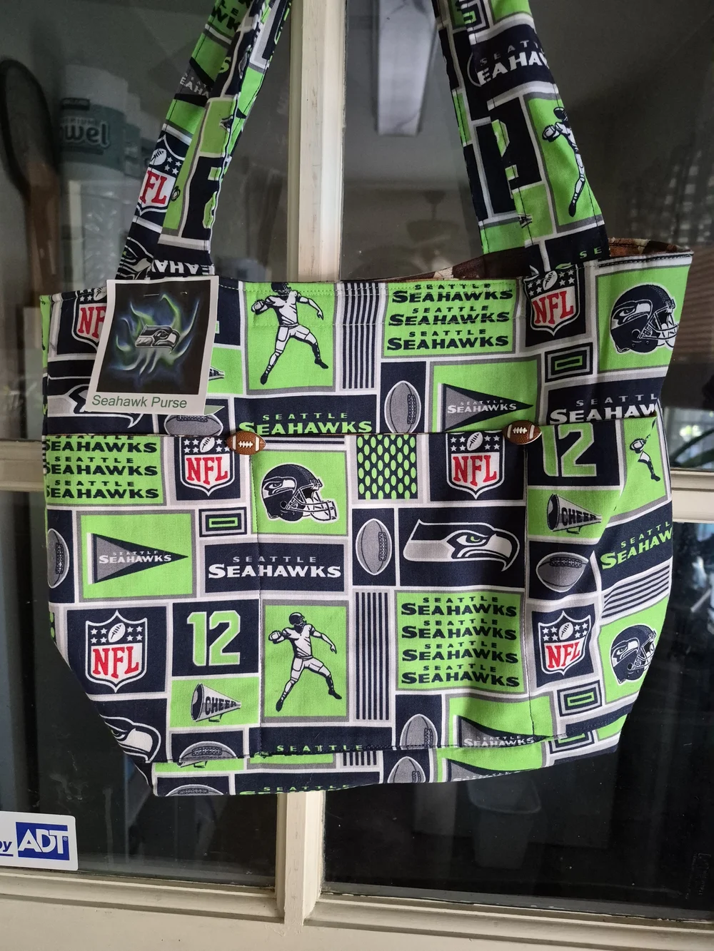 Seattle Seahawks NFL Tote Bag in Navy & Lime
